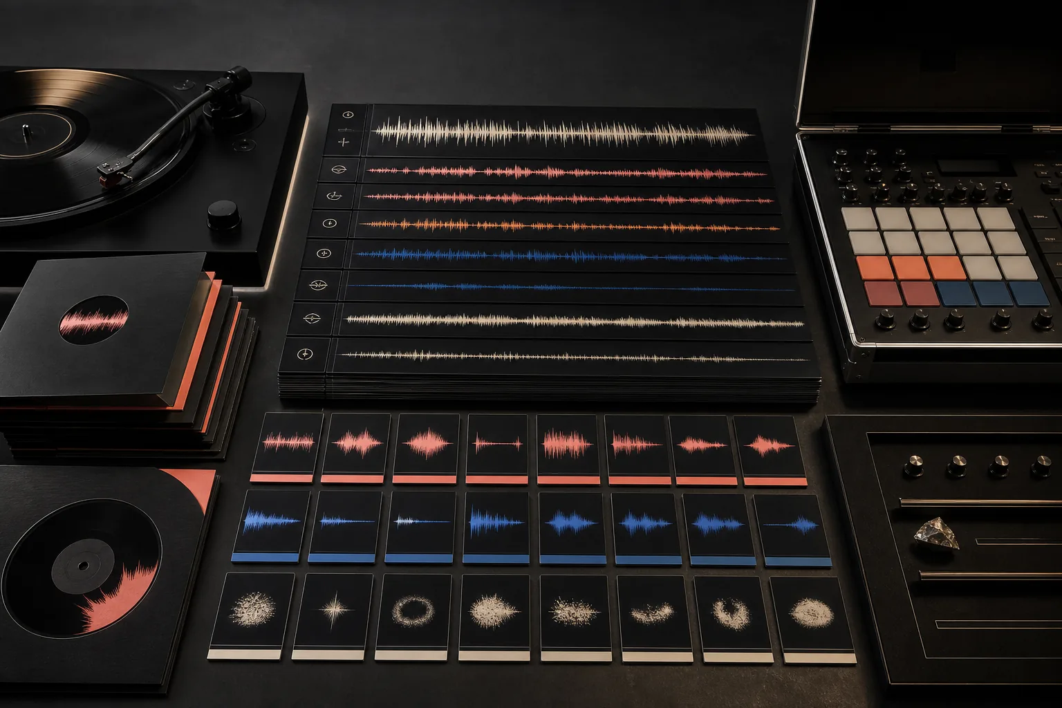 SongChop workflow showing stems, loops, one-shots, and organized outputs